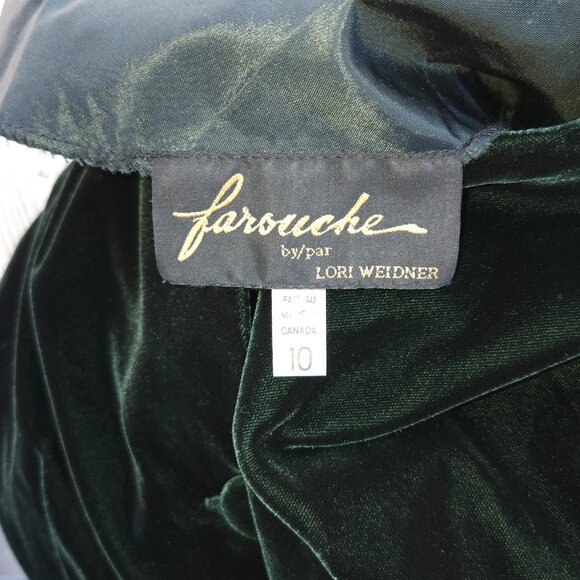 VINTAGE Farouche by Lori Weidner Velvet Green Dress Woman's Size 10 UNIQUE - Picture 7 of 7
